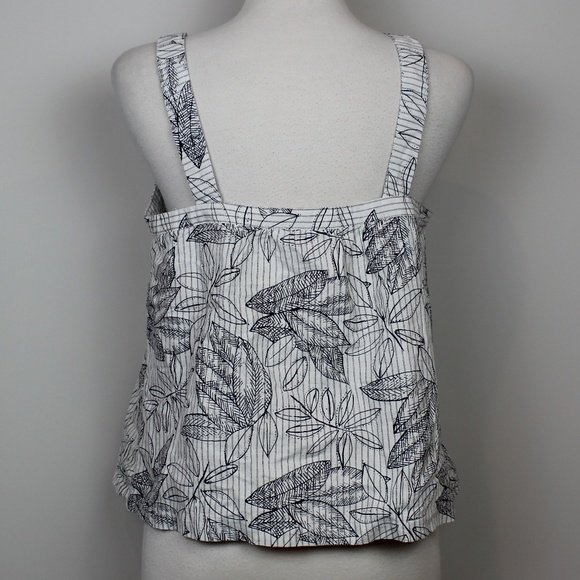 Merona Blue and Navy Striped Tropical Print Square Neck Top - Picture 5 of 6